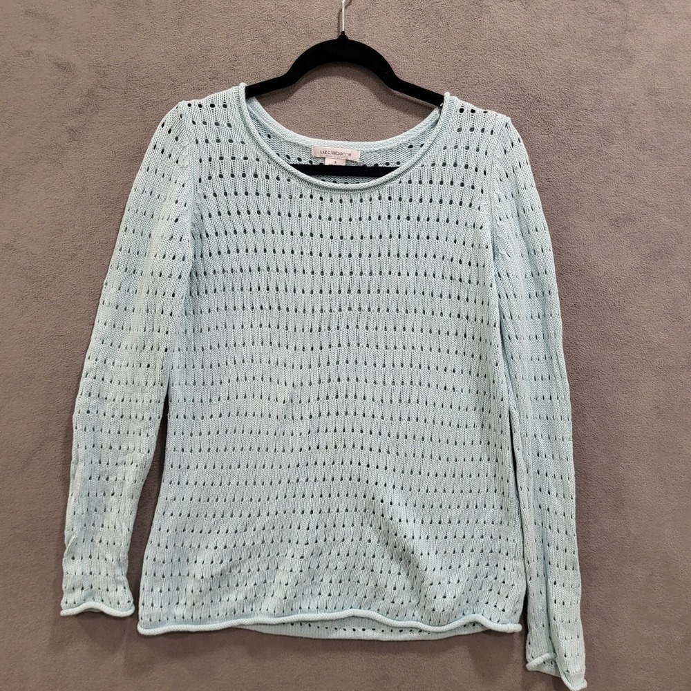 Liz Claiborne Sweater Womens Size Small Open Weave Warm Cozy Comfy Office Casual